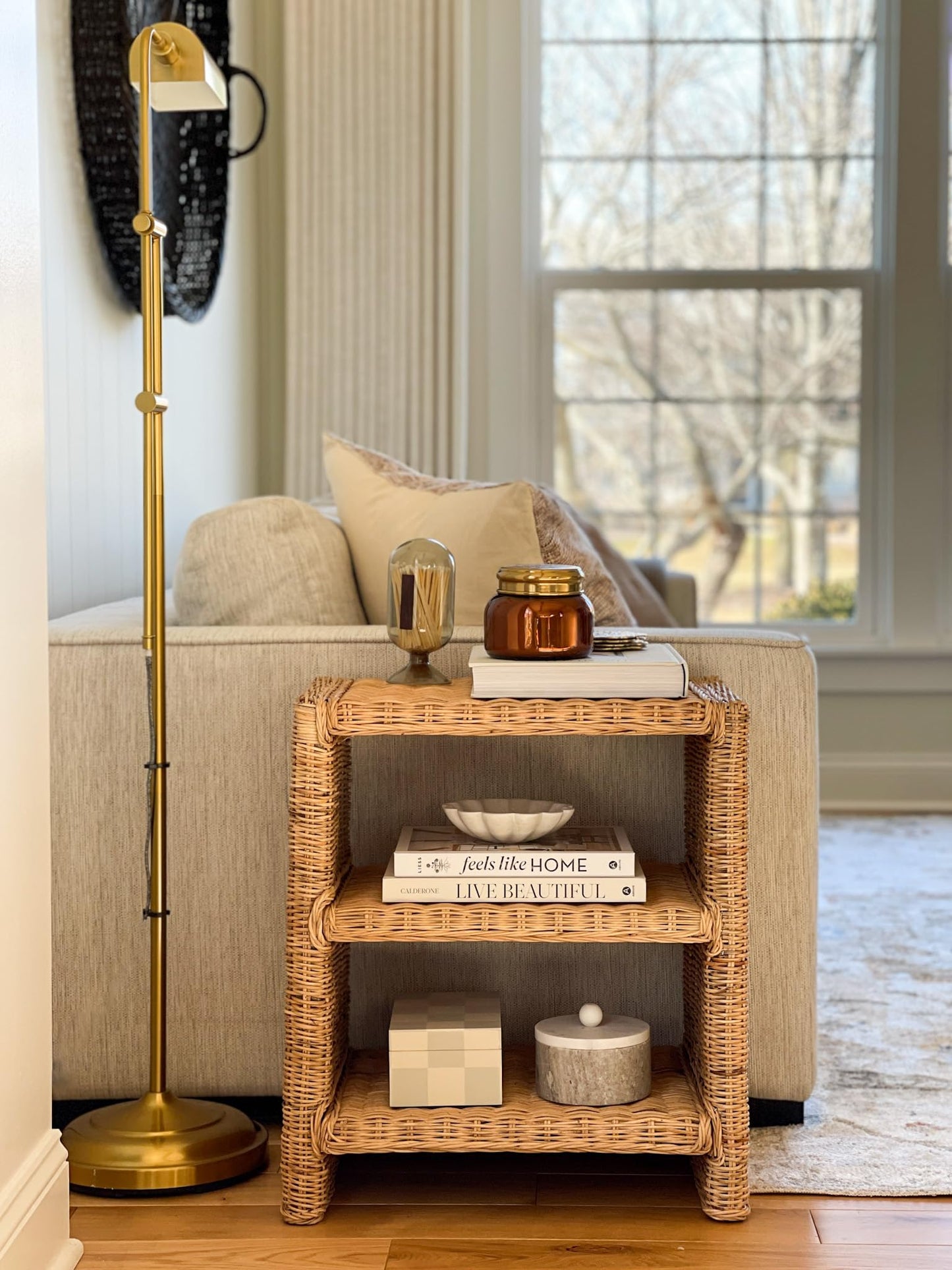 JONATHAN Y NST1000A Praerie 22" Coastal Bohemian Rattan/Wood 3 Tier End Table for Home, Living Room, Bedroom, Guest Room, Entryway, Natural
