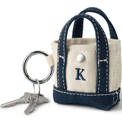 Lands' End Pre-Monogram Letter K Micro Canvas Tote Natural/radiant Navy Mini