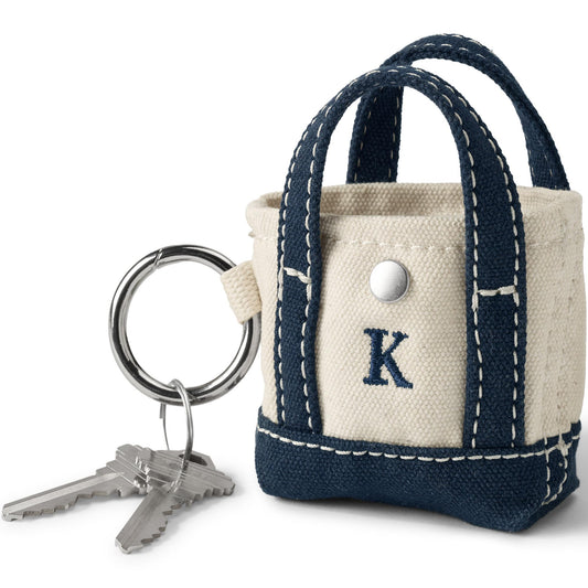 Lands' End Pre-Monogram Letter K Micro Canvas Tote Natural/radiant Navy Mini