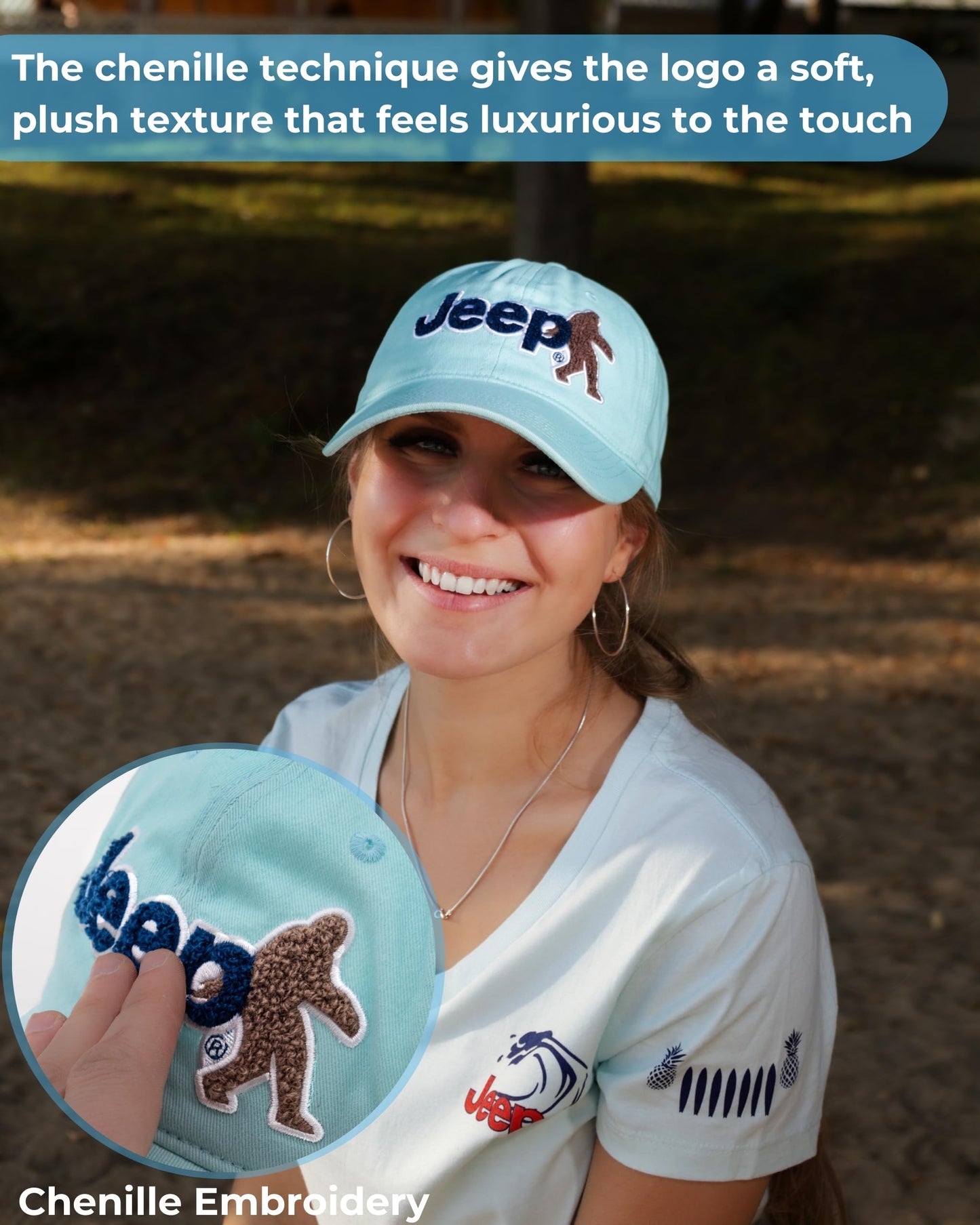 Jeep Ladies Hat Chenille Embroidered Sasquatch and Text Logo Garment Washed Twill with Adjustable Strap (US, Alpha, One Size, Mint)