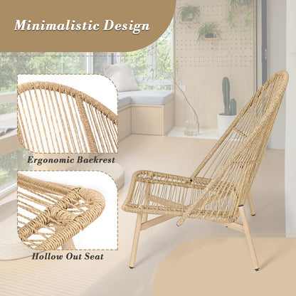 Athena Collection Patio Wicker Egg Chair with Folding Canopy, All-Weather Rattan Patio Lounge Chair with Sun Shade, Balcony Furniture Outside Seating for Front Porch, Garden, Poolside, Outdoor, Beige