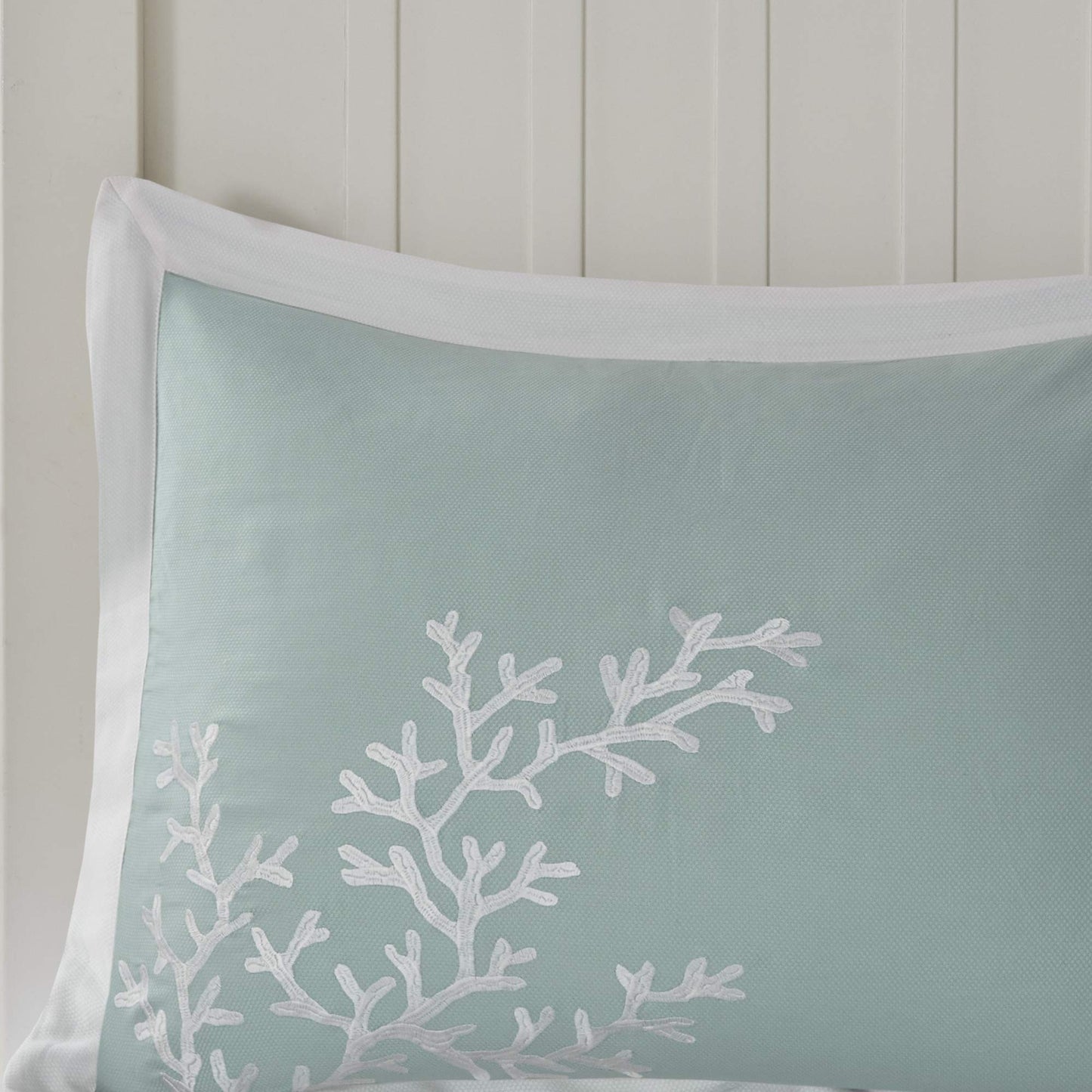 Harbor House Cotton Comforter Set - Coastal Oceanic Sealife Design, All Season Down Alternative Bedding with Matching Shams, Bedskirt, Queen(92"x96"), Coastline, Coral Aqua, 4 Piece