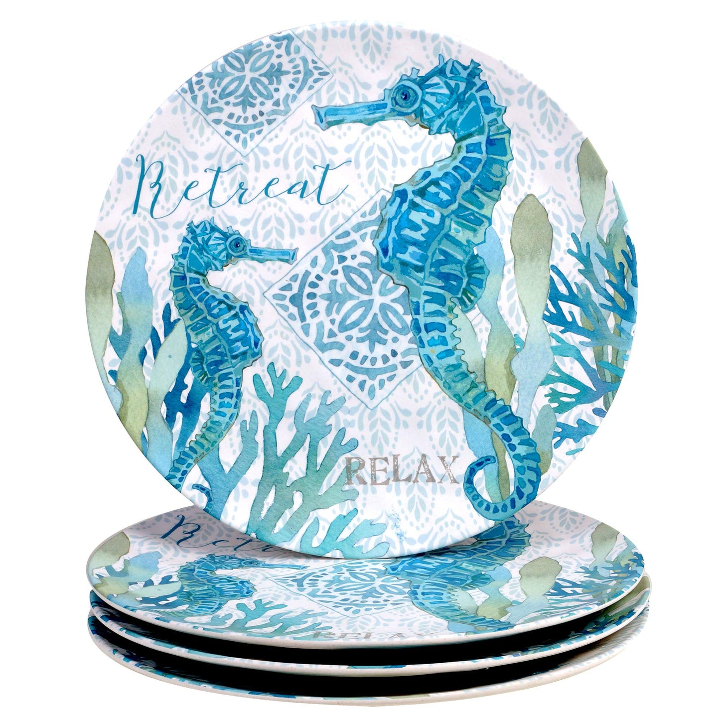Certified International Beachcomber 12 piece Melamne Dinnerware Set, Service for 4