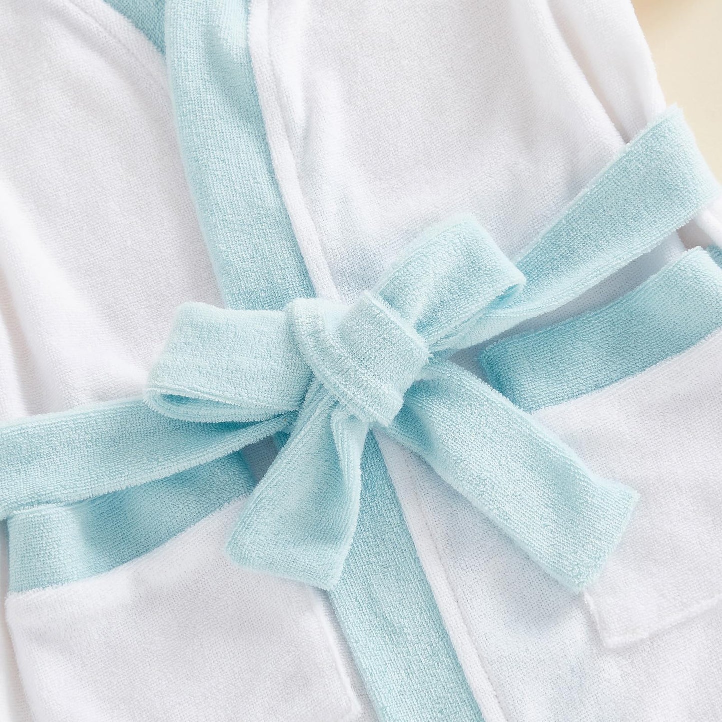 Motlapol Toddler Baby Boy Girl Swimsuit Cover Up Short Sleeve Color Block Belted Terry Cloth Poncho Infant Pool Beach Towel (Blue, 6-12 Months)