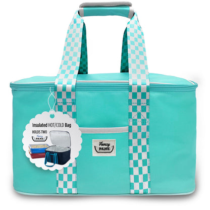 Fancy Panz - Aqua Insulated Casserole Carrier Bag - Insulated Thermal Bags for Hot & Cold Food Holds 2 Standard Size Fancy Panz - 2 Pockets - Food Container - Hosting Essentials