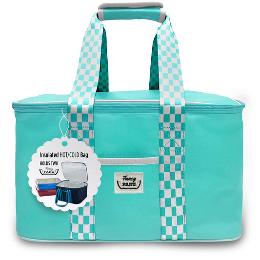 Fancy Panz - Aqua Insulated Casserole Carrier Bag - Insulated Thermal Bags for Hot & Cold Food Holds 2 Standard Size Fancy Panz - 2 Pockets - Food Container - Hosting Essentials