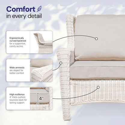 Krikacy Park Meadow Outdoor Club Chair All-Weather HDPE Wicker Patio Lounge Seating with 4inch Taupe Beige Cushions