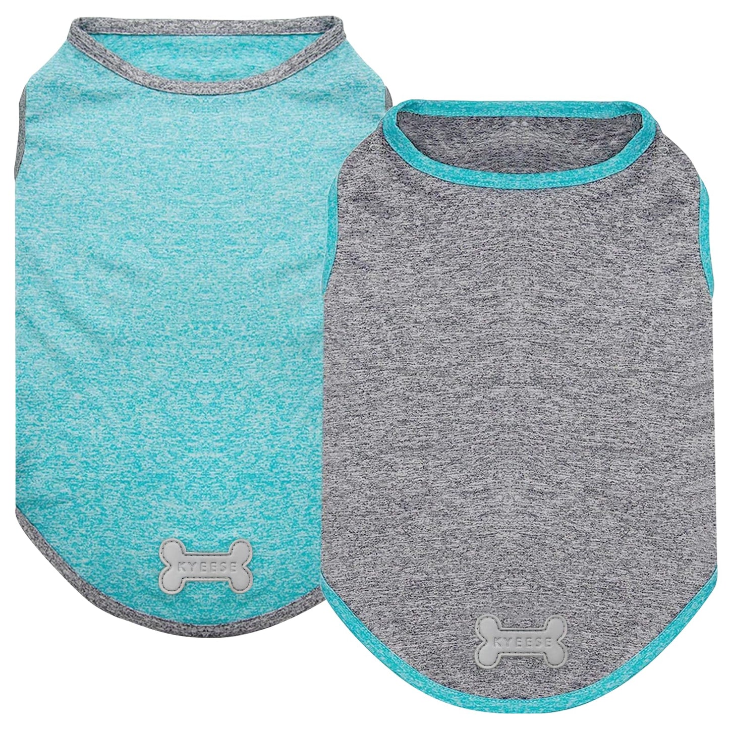 KYEESE 2 Pack Sun Protection Dog Shirts Quick Dry Soft Stretchy Dog T-Shirts with Reflective Label Tank Top Sleeveless Vest Pet Clothes for Small Pet, Large, Grey+Blue
