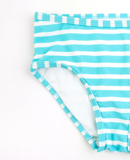 RuffleButts Bright Aqua Heart Polka Dot Long Sleeve Rash Guard Bikini - 7