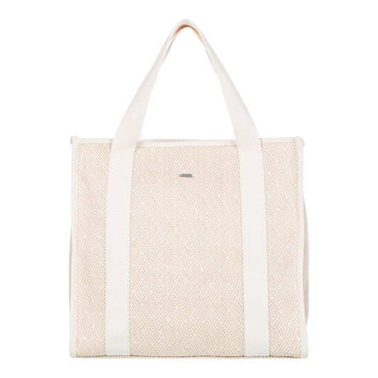 Roxy Cotton Tote Bag | Everyday Carry | Beach | Travel | Vacation | Reusable | Lightweight, Seas The Day - Natural
