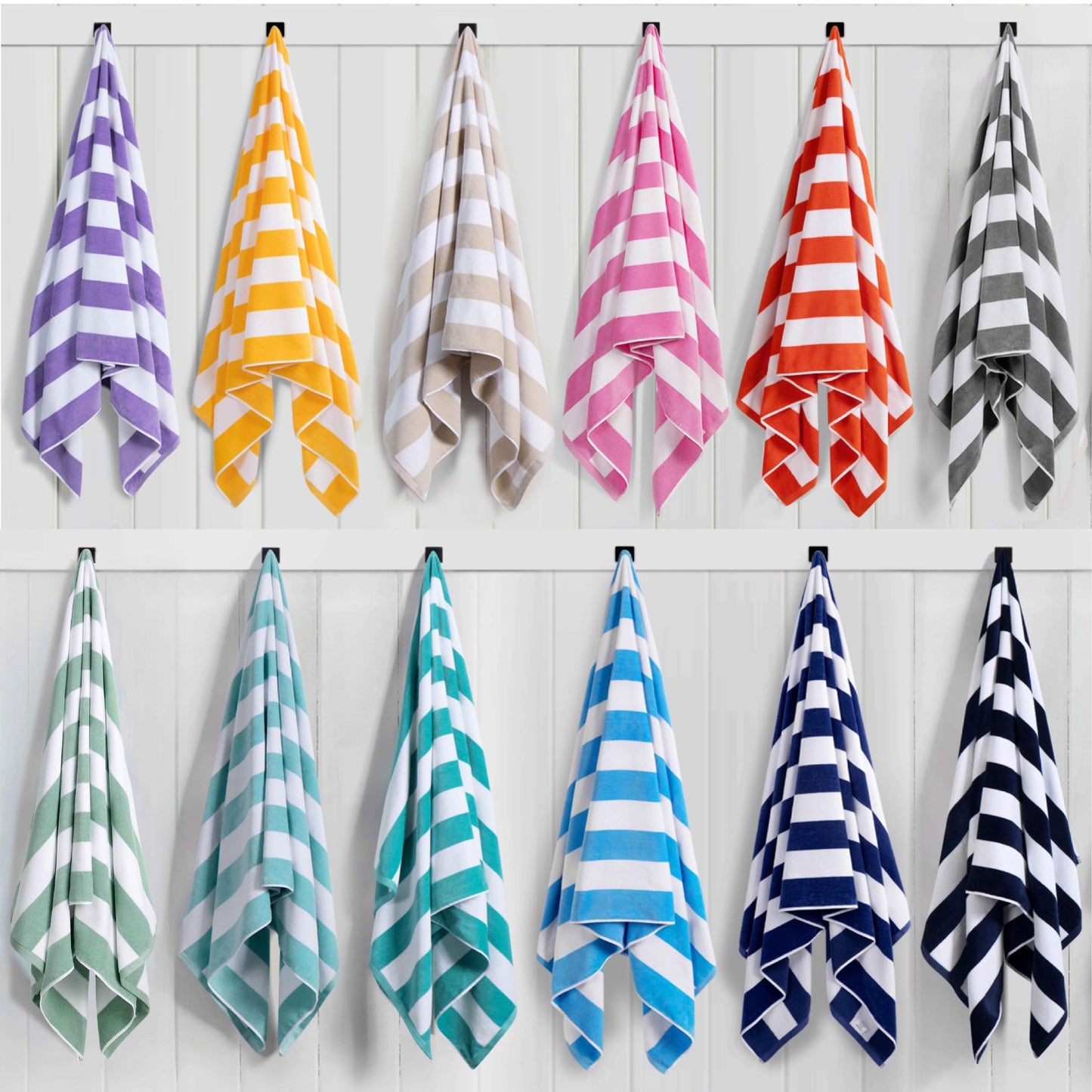 LULUHOME Large Oversized Beach Towel - Big Cotton 36 x 70 Inch Striped Pool Towel, Large Cabana Soft Swimming Towel for Adult Men Women,Aqua