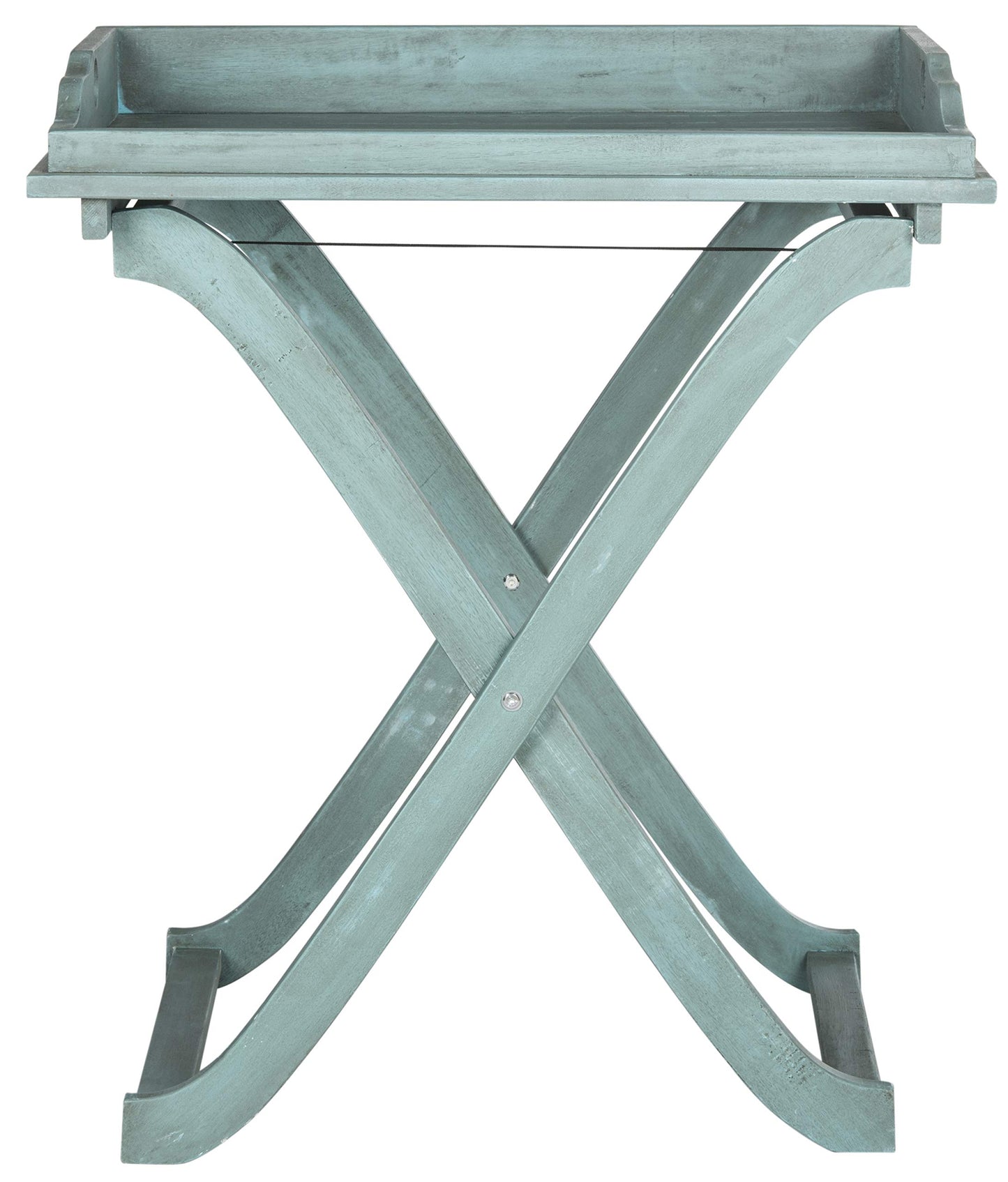 Safavieh Outdoor Collection Covina Beach House Blue Tray Table