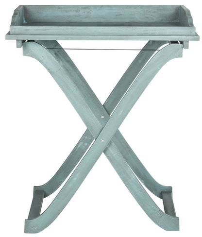 Safavieh Outdoor Collection Covina Beach House Blue Tray Table