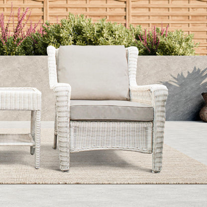 Krikacy Park Meadow Outdoor Club Chair All-Weather HDPE Wicker Patio Lounge Seating with 4inch Taupe Beige Cushions