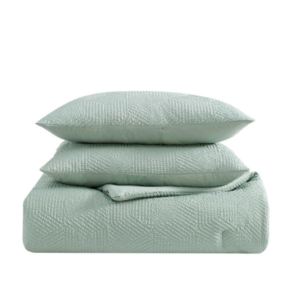Nautica - Queen Comforter Set, 100% Soft Plush Bedding with an Embossed Texture, Reversible Bed Set with Matching Bed Sheets, Pillowcases & Decorative Pillows (Broken Lines Sage Green)