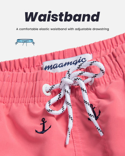 MaaMgic Mens Quick Dry Anchor Swim Trunks with Mesh Lining Swimwear Bathing Suits,Red-glm009,Medium