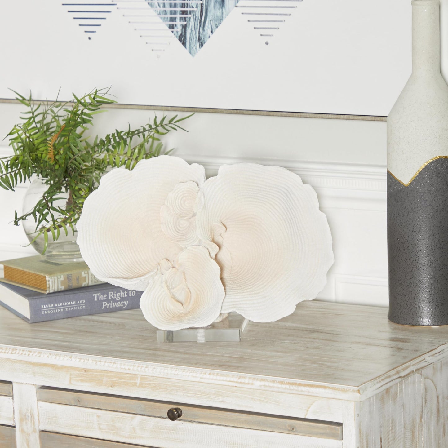 Deco 79 Polystone Coral Decorative Sculpture Home Decor Statue, Accent Figurine 13" x 6" x 9", White