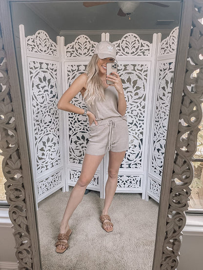 Imily Bela Women's Summer Lounge Sets Knit 2 Piece Outfits Vacation Beach Tank Tops and Shorts Loungewear Pajama Set