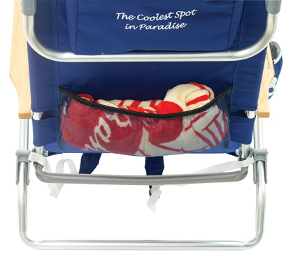 Tommy Bahama 2-Pack 5-Position Classic Lay Flat Backpack Beach Chair with Cooler and Cup Holder, Portable Folding Beach Chair for Tanning, Navy