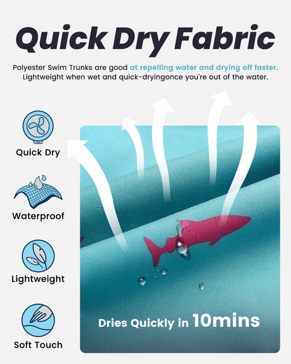 maamgic Mens Swim Trunks Quick Dry Swim Shorts with Mesh Lining Funny Swimwear Bathing Suits 7inch Acid Blue Medium