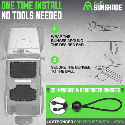 Alien Sunshade Jeep Wrangler JKU Black (2007-2018) Front & Rear Mesh Sun Shade for JK Unlimited, Blocks UV, Wind, Noise, Jeep Gifts, Bikini Jkini Top Cover for Sport, Sport S, Sahara, Rubicon