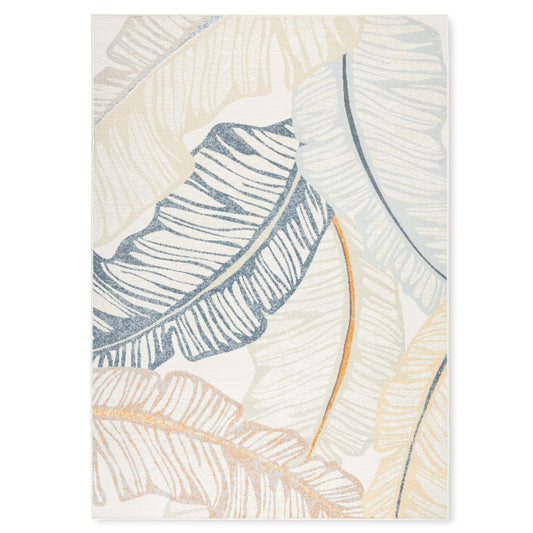 Tommy Bahama Cay Palm Fronds Indoor Outdoor Area Rug, Leaf Coastal Design, UV Fade Resistant, Ivory, 7'10"x10'2"