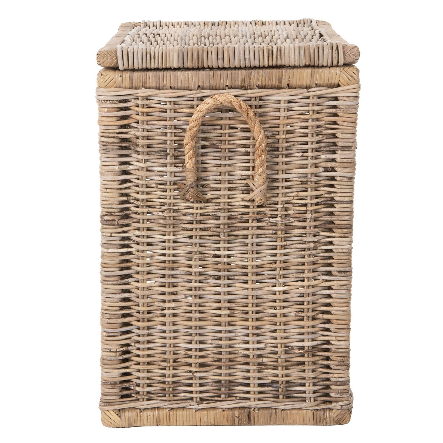 Kouboo Tall Rattan Storage Basket with Handles and Lid Wicker Trunk for Bedroom, Bathroom or any Room Natural Coastal Beach Style Decor 24 in. H x 24 in. W x 16 in. D - from