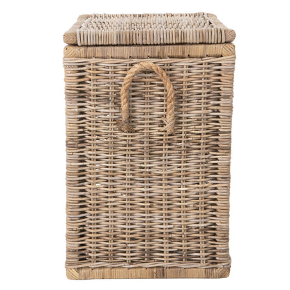 Kouboo Tall Rattan Storage Basket with Handles and Lid Wicker Trunk for Bedroom, Bathroom or any Room Natural Coastal Beach Style Decor 24 in. H x 24 in. W x 16 in. D - from