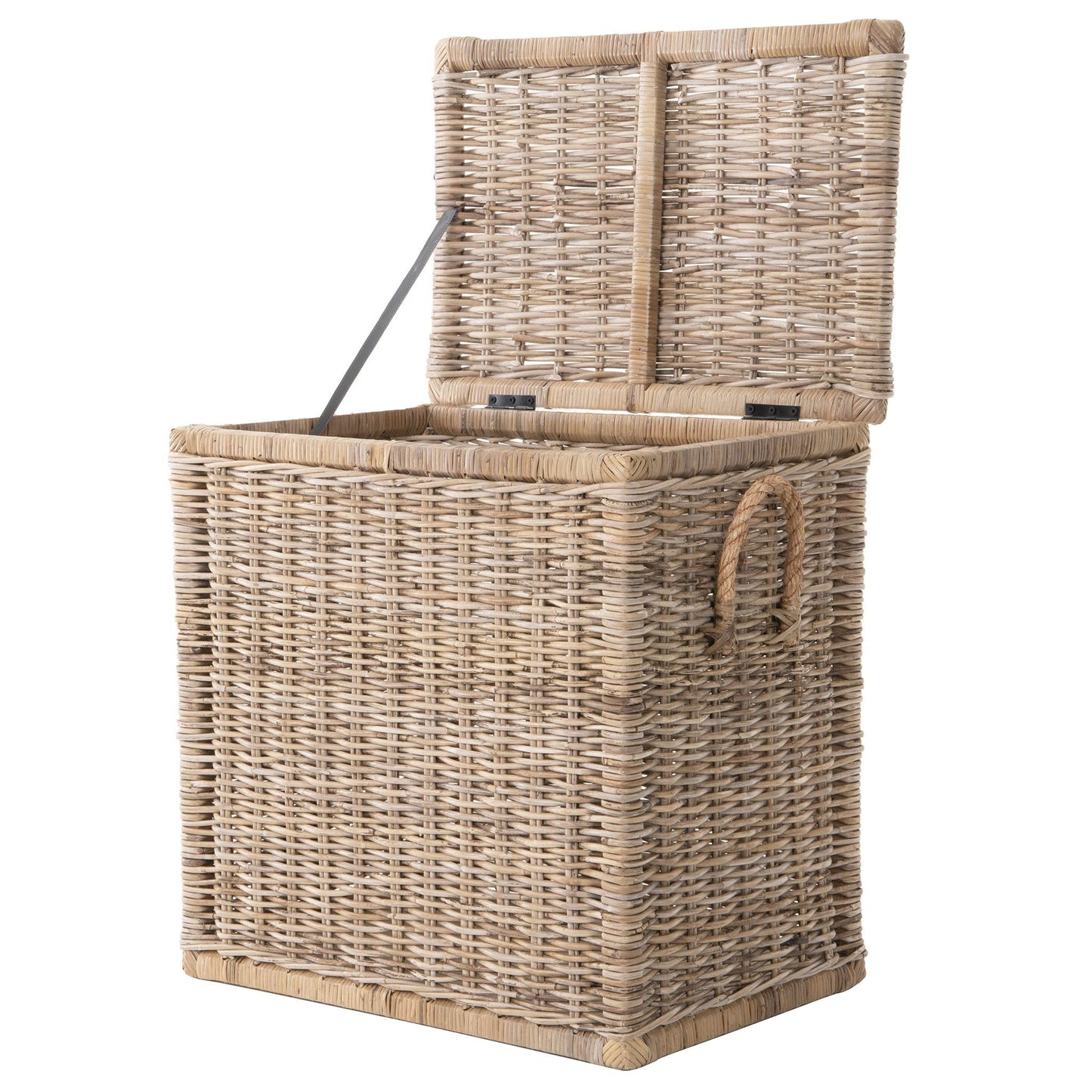 Kouboo Tall Rattan Storage Basket with Handles and Lid Wicker Trunk for Bedroom, Bathroom or any Room Natural Coastal Beach Style Decor 24 in. H x 24 in. W x 16 in. D - from
