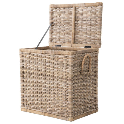 Kouboo Tall Rattan Storage Basket with Handles and Lid Wicker Trunk for Bedroom, Bathroom or any Room Natural Coastal Beach Style Decor 24 in. H x 24 in. W x 16 in. D - from