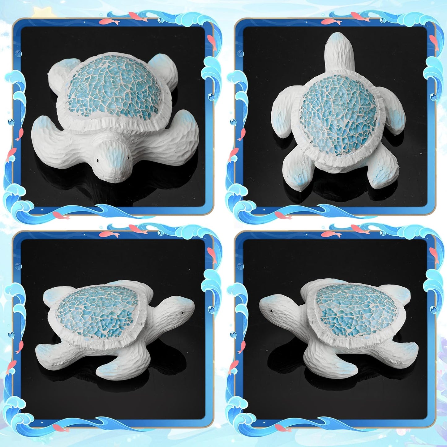 Zonling Sea Turtle Figurines Sea Turtle Gifts for Women Ocean Decoration Beach Theme Home Decor for Bathroom, Living Room, Office
