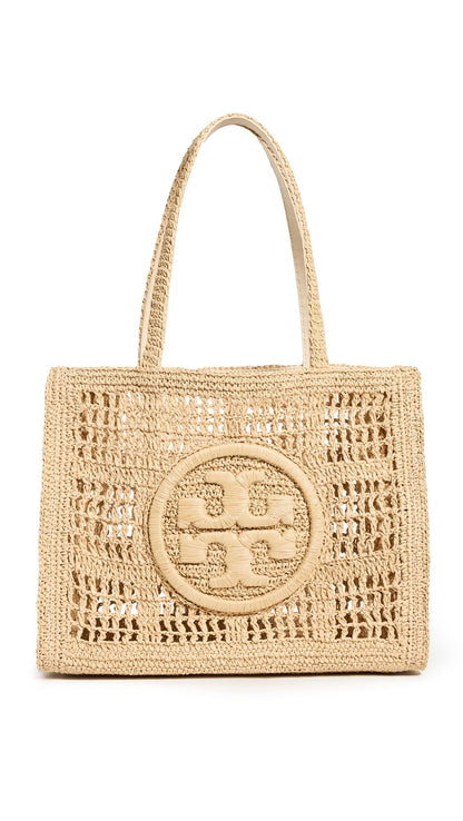 Tory Burch Women's Ella Hand Crocheted Small Tote, Natural, Tan, One Size