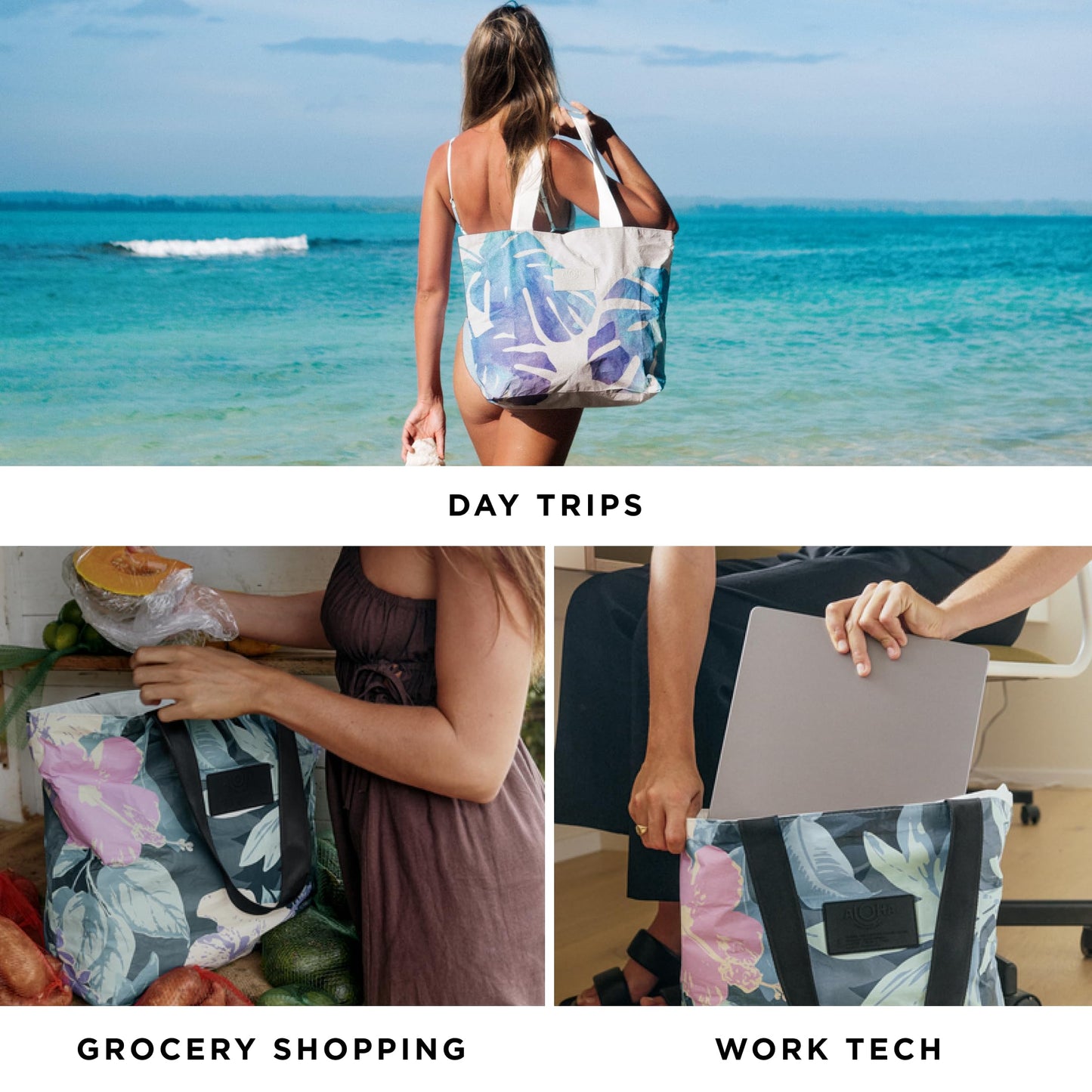 ALOHA Collection Pinstripe Bundle | Lightweight, Packable, and Splash-Proof Beach Tote Bag