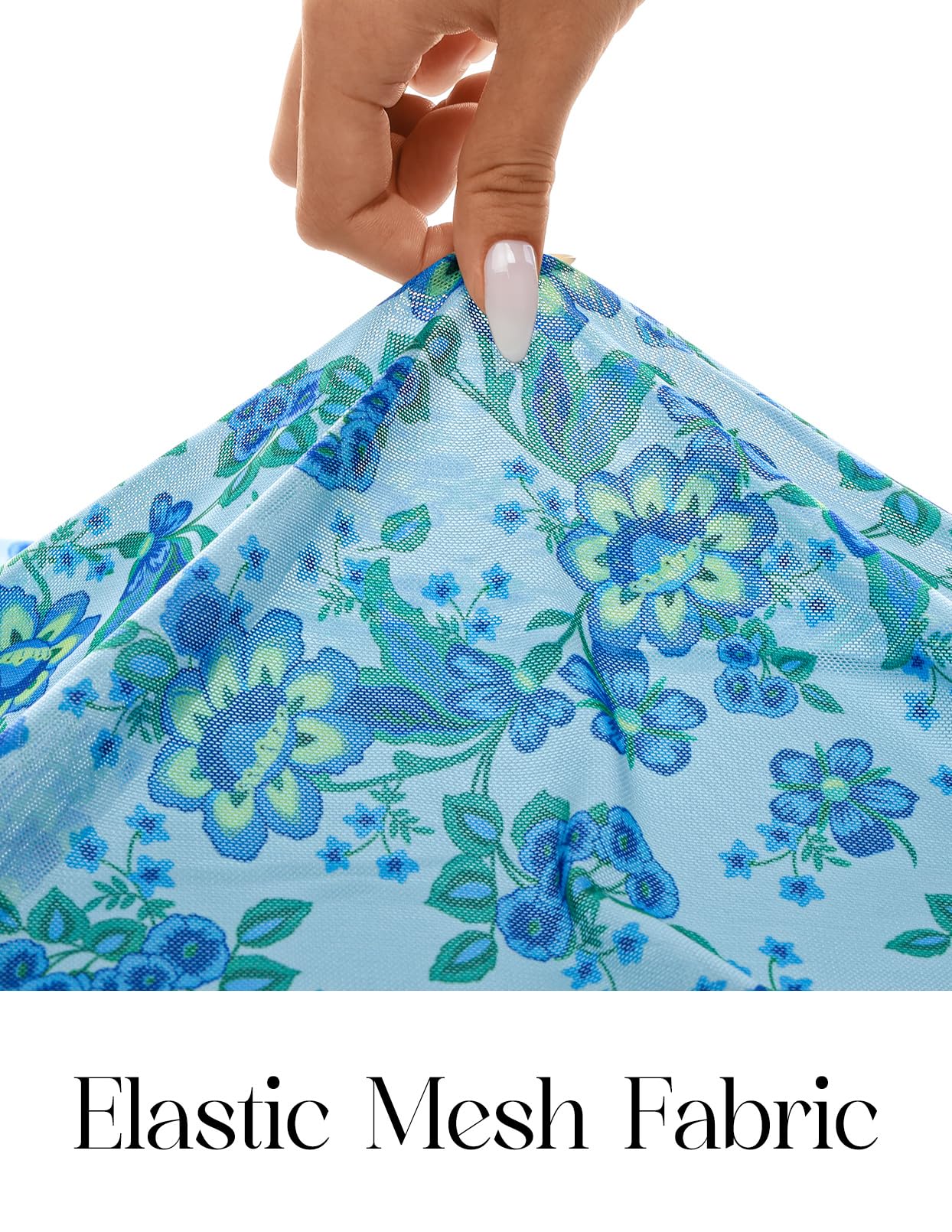 MEROKEETY Spring Wedding Guest Dress for Women 2026 Summer Floral Cocktail Party Beach Vacation Ruffle Bodycon Maxi Dresses, Blue, X-Large