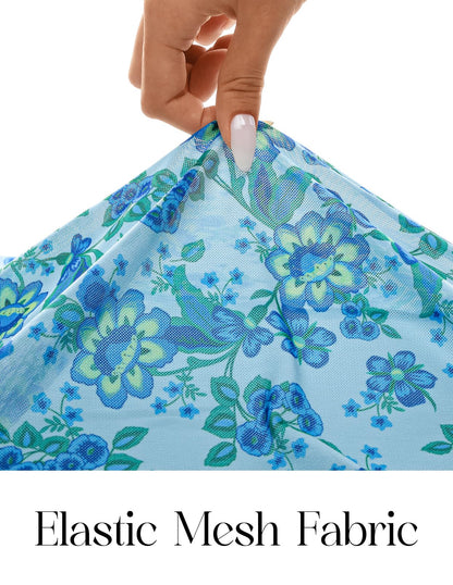 MEROKEETY Spring Wedding Guest Dress for Women 2026 Summer Floral Cocktail Party Beach Vacation Ruffle Bodycon Maxi Dresses, Blue, X-Large