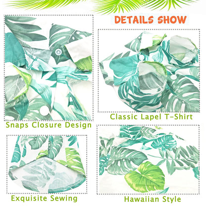 LKEX Dog Shirt Hawaiian Puppy Clothes, Leaf Printed Lapel Vest Summer Polo T-Shirt Pet Apparel Dog Clothes for Small Medium Boy Girl Dogs Cats, Cool Doggy Kitten Outfits Costumes M