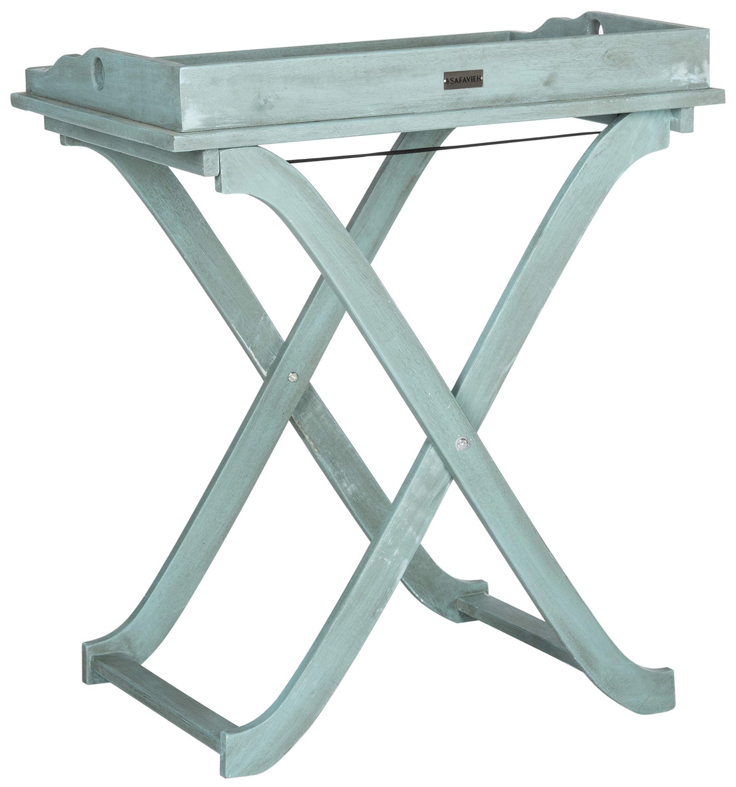 Safavieh Outdoor Collection Covina Beach House Blue Tray Table