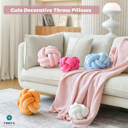 VBGYA Knot Pillow Ball, Soft Decorative Throw Pillows Cushion, 11 Inch Round Plush Knotted Pillows White Pillow, Modern Home Throw Knot Decorative Cushion for Bedroom, Sofa, Couch