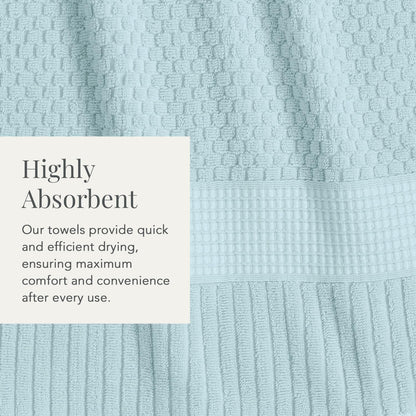 NY Loft 100% Cotton Towel Set 6 Piece | Super Soft & Absorbent Quick-Dry 2 Bath Towels 2 Hand Towels & 2 Washcloths |Textured and Durable Cotton | Trinity Collection (6 Piece Set, Seafoam)