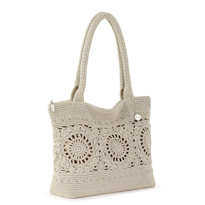 The Sak Crafted Classics Tote Bag - Hand Crochet Women's Purse For Everyday, Travel, Beach Bag - Carryall Shoulder Bag Straps - Natural Medallion
