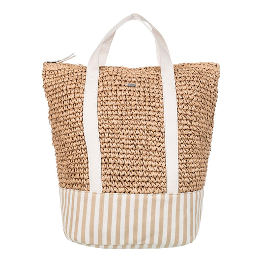 Roxy Women's Beach Tote Bag | Travel | Vacation | Straw | Lightweight | Breathable, Beach Lover - Natural/White