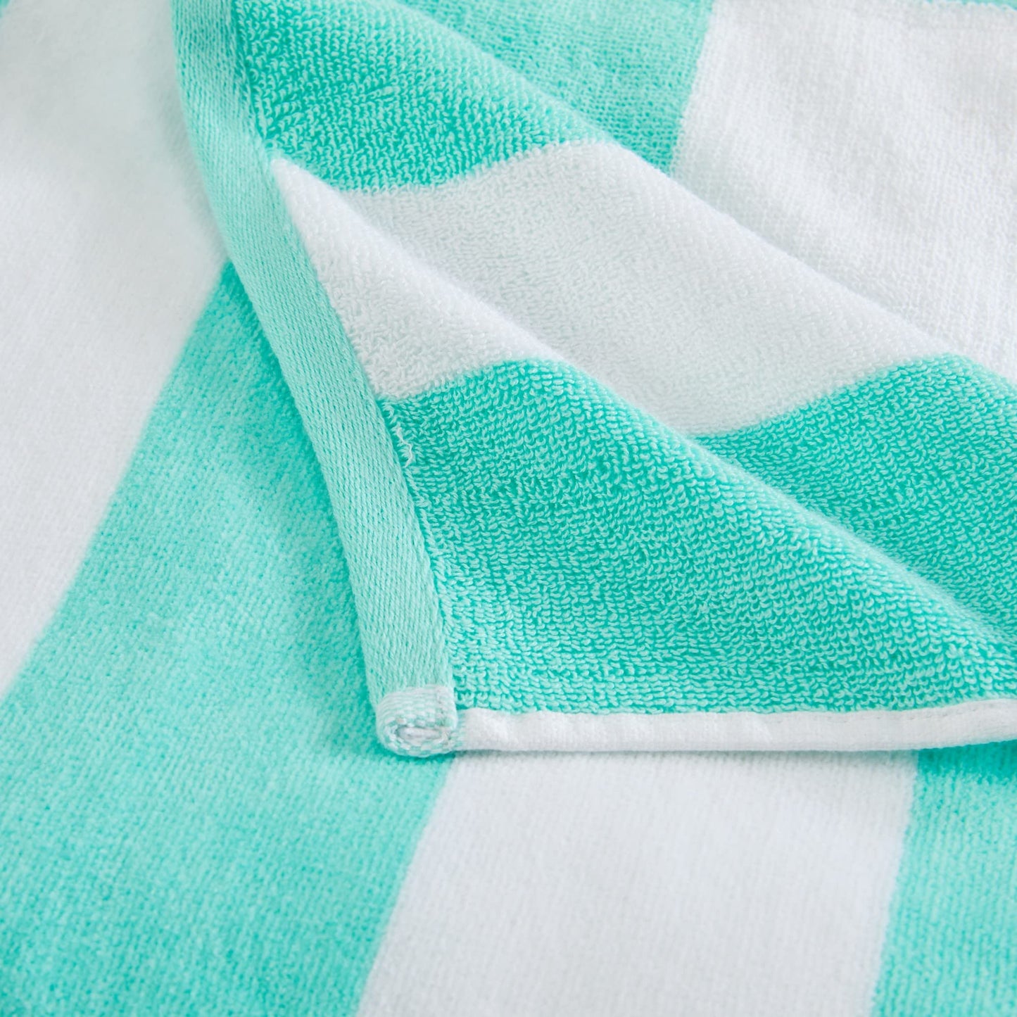 100% Cotton Velour Cabana Stripe Beach Towel Set 30" x 60" - Ultra Soft, Plush, & Highly Absorbent Towels for Pool, Beach, & Swimming. Marina Collection (4-Pack, Sea Green)