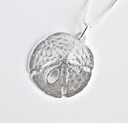 Sand Dollar Necklace or Earrings by Ali C Art, Made in USA Unique Handmade Sterling Silver Ocean Beach Shell Pendant Jewelry, Gift for Her Women Wife Mother Girlfriend Birthday Love Swimwear Beachwear