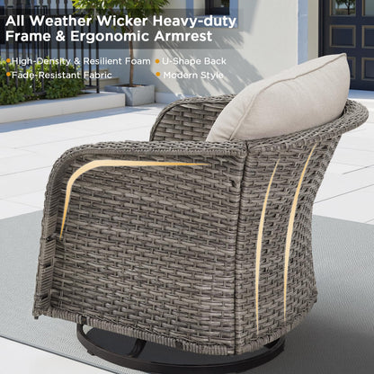 Belord 73" Wicker 3-seat Patio Sofa Couch, All Weather Outdoor Rattan Wicker Sofa High Back Couch with Wide Armrest, Comfy Cushion, Patio Conversation Set for Deck Backyard Garden(Grey/Beige)