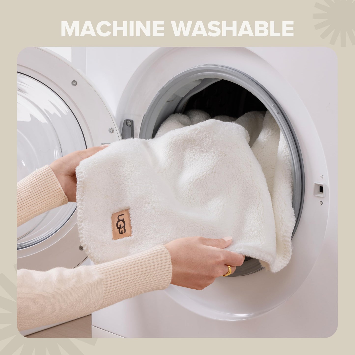 UGG Whitecap Plush Throw Blanket Fleece Soft Fuzzy Throw Blankets for Couch or Bed, Home Decor, Winter Blanket, Machine Washable, 50-inch x 70-inch, White Snow