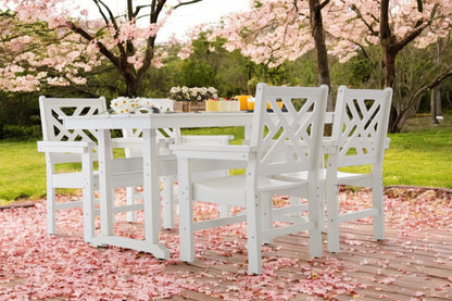 AXMOLM 5 Piece HDPE Outdoor Dining Set for 4, Patio Dining Furniture Set with Umbrella Hole, Outdoor Table and Chairs for Garden, Poolside, Backyard, Deck