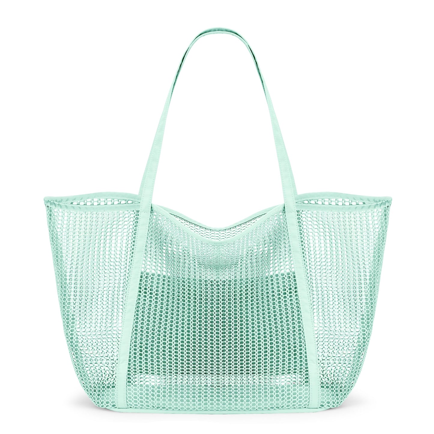 KALIDI FANCY FOREST Beach Mesh Tote Bag, Womens Shoulder handbag MAX 27L Grocery Bag Mint Green