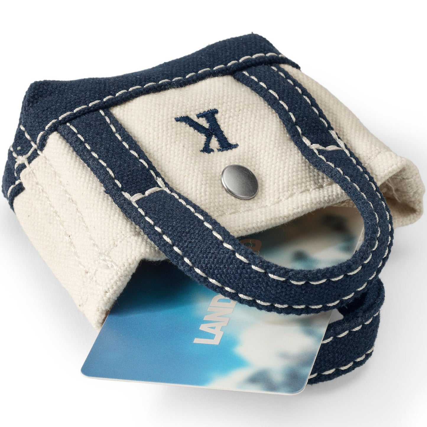 Lands' End Pre-Monogram Letter K Micro Canvas Tote Natural/radiant Navy Mini