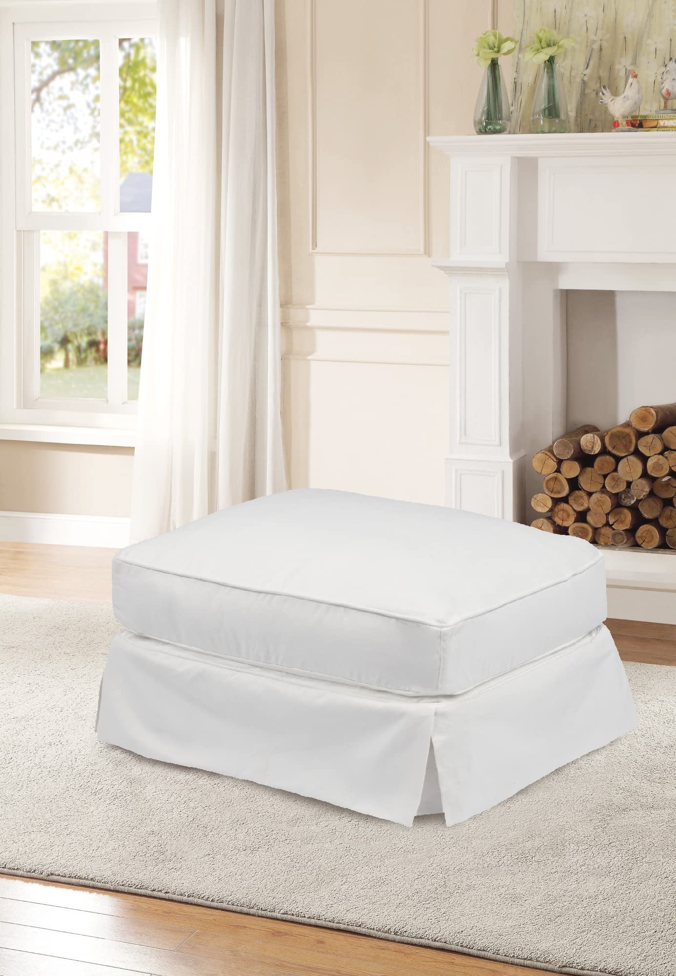 Sunset Trading Americana Slipcovered Ottoman