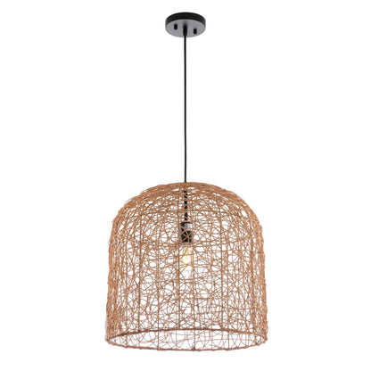 SAFAVIEH Lighting Collection Bianco Boho Coastal Tropical Natural Rattan 18-inch Pendant